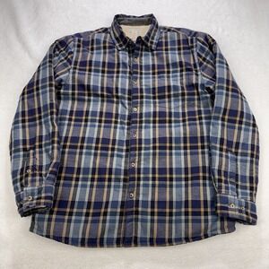Carbon 2 Cobalt Flannel Jack Shirt Men M Blue Plaid Sherpa Lined Button Front